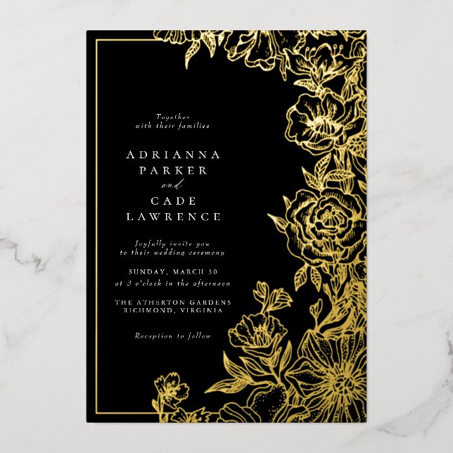 Black and Gold Floral | Formal Moody Wedding (Front)