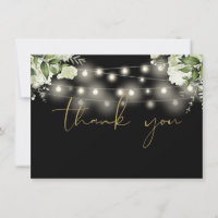 Black And Gold Floral Greenery String Lights