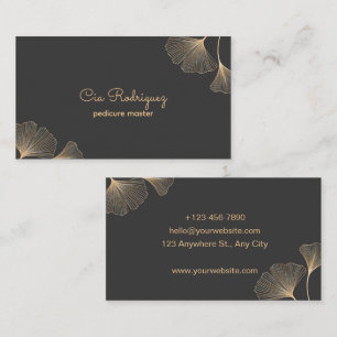 Black and Gold Floral Pedicure Master  Business Card