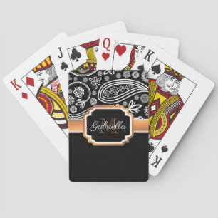 Black and Gold Floral Playing Cards
