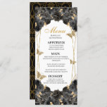 Black and Gold Floral Quinceanera Menu Invitation<br><div class="desc">Black and Gold Floral Quinceanera Menu</div>