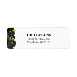 Black And Gold Floral Return Address Labels