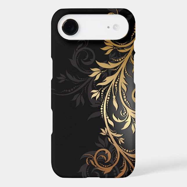 Black and Gold Floral Vine Case-Mate iPhone Case (Back)