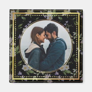 Black and Gold Floral, Wedding favour Magnet