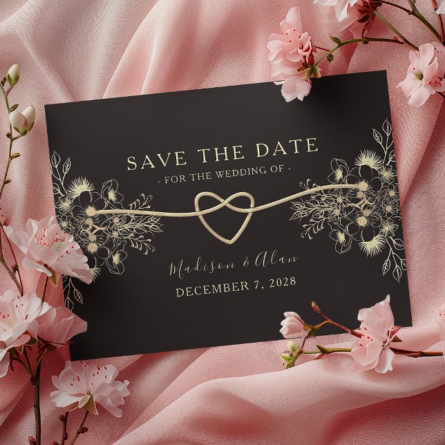 Black and Gold Floral Wedding Save The Date (Creator Uploaded)