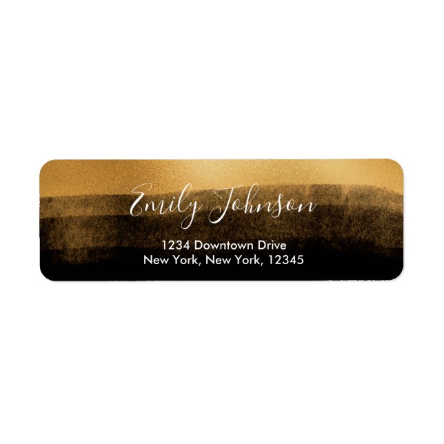 Black and Gold Foil Address Label Return Address Label (Front)