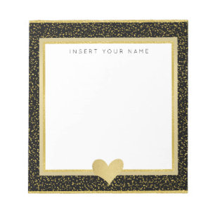 Black and Gold Foil and Glitter Notepad 5.5" x 6"