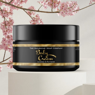 Black and Gold Foil Body Cream Jar Label