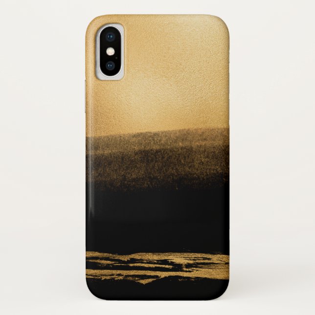 Black and Gold Foil Brush Stroke Case-Mate iPhone Case (Back)