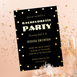 Black and Gold Foil Confetti Bachelorette Party