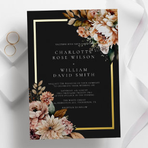 Black and Gold Foil Elegant Flowers Wedding