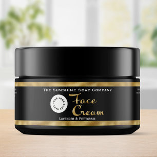 Black and Gold Foil Face Cream Jar Label w logo
