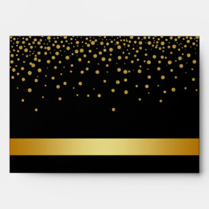 Black and  Gold Foil Faux Glitter Metal  Wedding Envelope