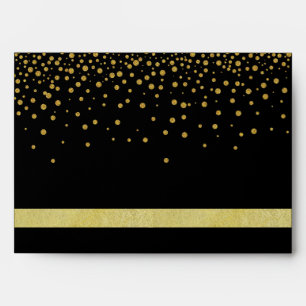 Black and Gold Foil Faux Glitter Metal Wedding Envelope