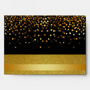 Black and Gold Foil Faux Glitter Metal Wedding Envelopes