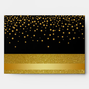 Black and Gold Foil Faux Glitter Metal Wedding Envelopes