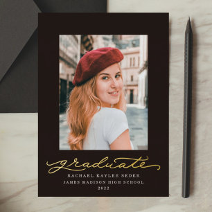 Black and Gold Foil Script Foil Announcement