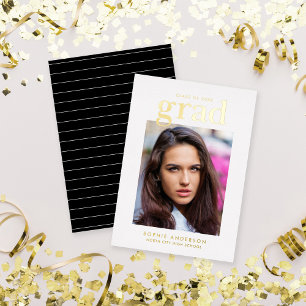 Black and Gold Foil Serif Photo Grad Announcement