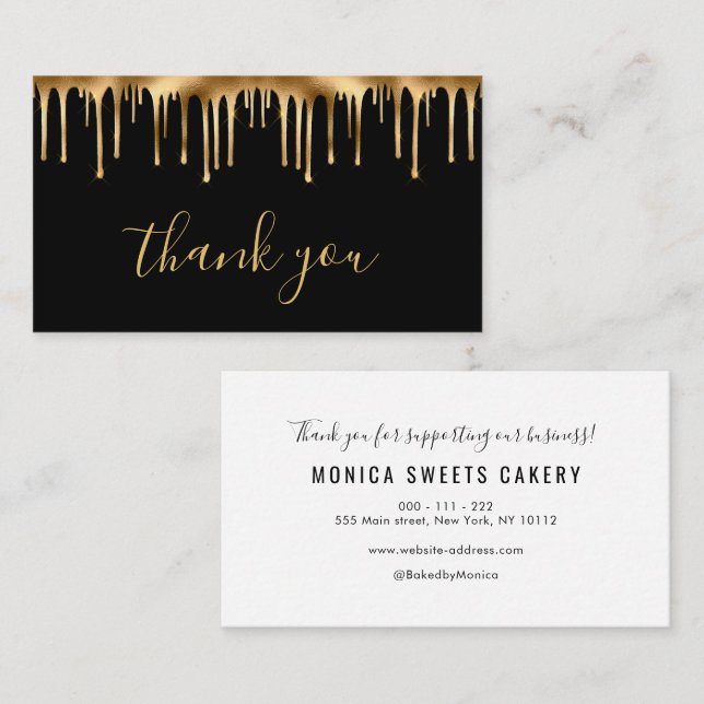 black and gold foil thank you business card (Front/Back)