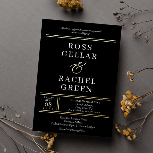 Black and Gold Foil Wedding Invitation : Art Deco (Creator Uploaded)