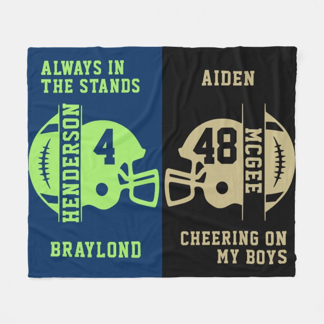 Black and Gold Football Game Day Fleece Blanket (Front (Horizontal))