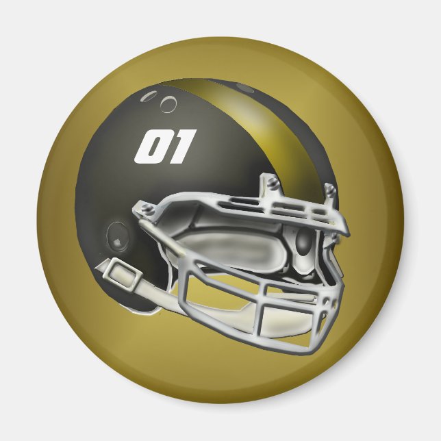 Black and Gold Football Helmet Magnet (Front)