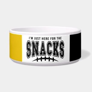 Black And Gold Football Here For The Snacks Pet