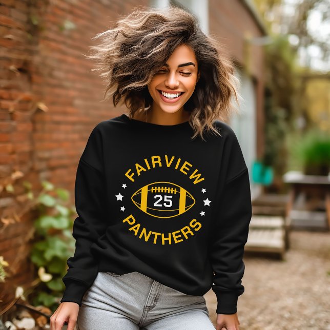 Black and Gold Football Player Jersey Number Sweatshirt (Creator Uploaded)