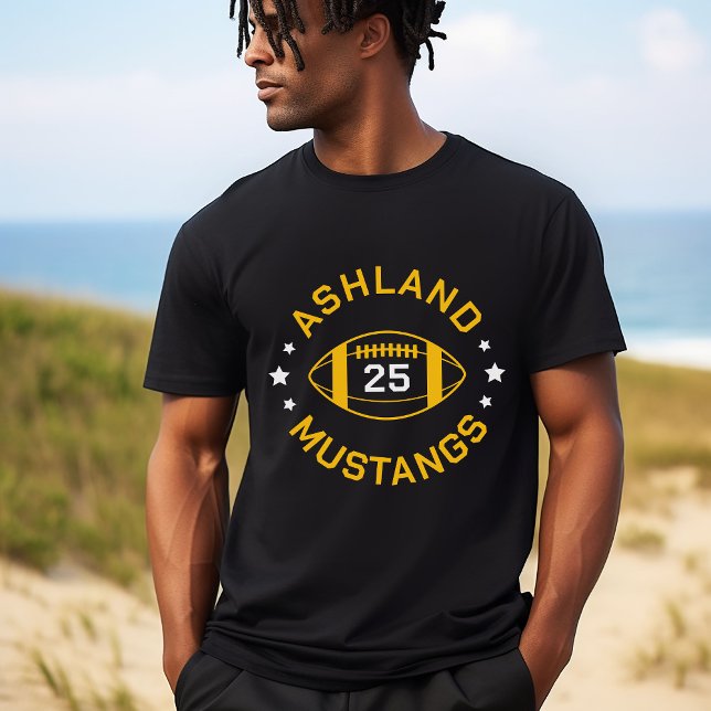 Black and Gold Football Player Jersey Number T-Shirt (Creator Uploaded)