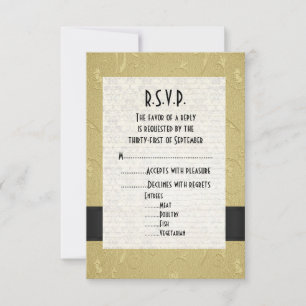 Black and gold formal wedding R.S.V.P RSVP Card