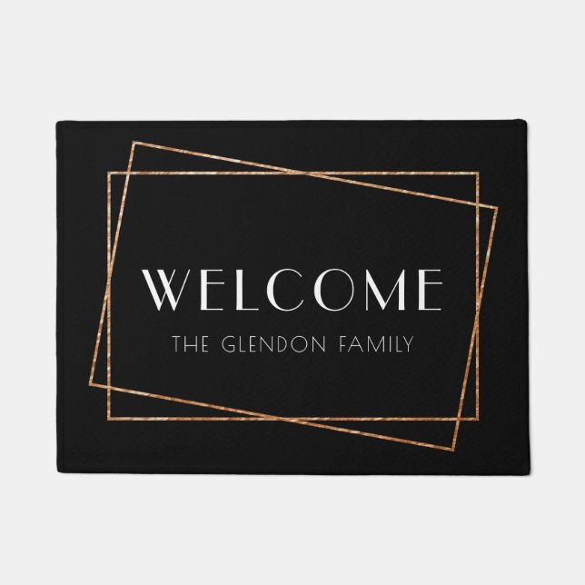 Black and gold frame art deco doormat (Front)