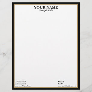 Black and Gold Frame Generic Adaptable Custom Letterhead
