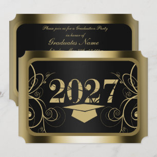 Black and Gold Frame Graduation Party Invitation