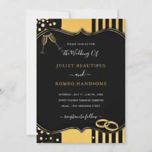 Black and Gold Framed Wedding Invitation