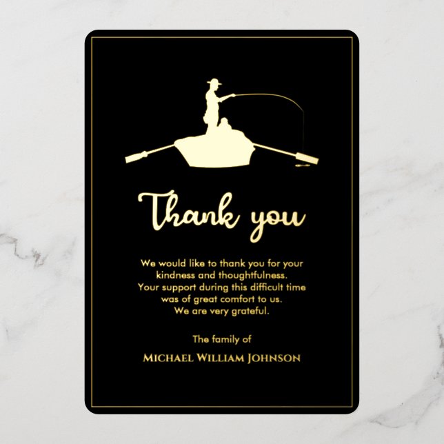 Black And Gold Funeral Memorial Forever Fishing (Front)