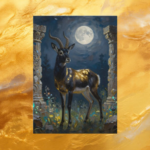 Black and Gold Gazelle Thinking About You Card