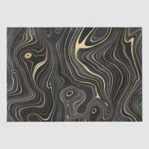 Black and Gold Geode Strata Textures Tissue Paper