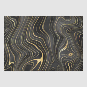 Black and Gold Geode Strata Textures Tissue Paper