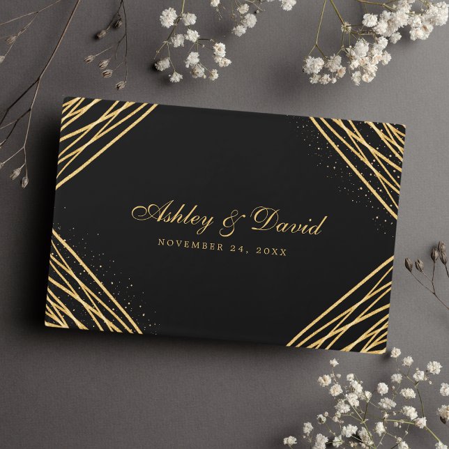 Black And Gold Geometric Abstract Wedding Guest Book (Creator Uploaded)
