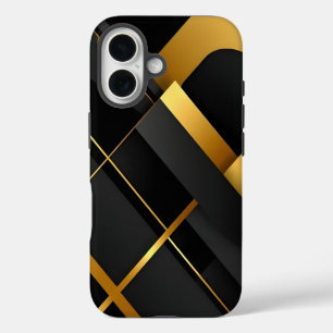 Black and Gold Geometric Art iPhone 16 Case