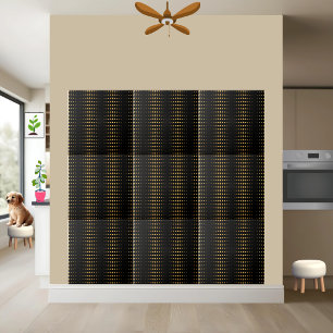 Black and Gold Geometric Hexagon Pattern Tile