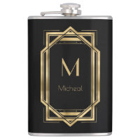 Black and Gold Geometric | Monogram & Name