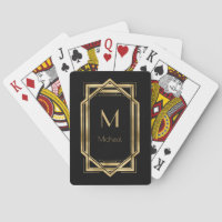 Black and Gold Geometric | Monogram & Name