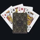 Black and Gold Geometric  Pattern | Monogram Playing Cards<br><div class="desc">Elegant and chic black and gold art deco geometric pattern with monogram. This is a template ready for you to personalise with your initial. Inspired by the 1920's Gatsby  Art Deco style. Great for speakeasy party or just regular poker night.</div>