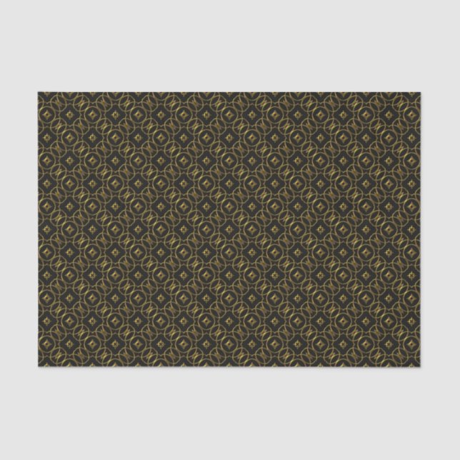 Black and Gold Geometric Pattern Shiny Elegant Tissue Paper (Front)