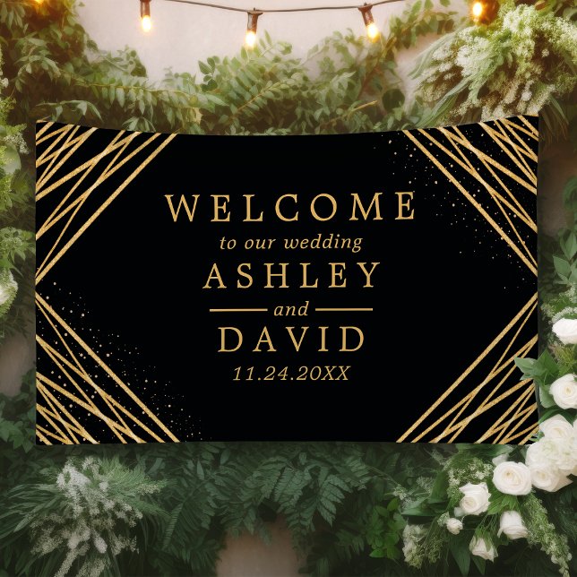 Black And Gold Geometric Wedding Welcome Banner (Creator Uploaded)
