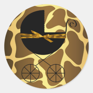 Black and Gold Giraffe Baby Shower Stickers