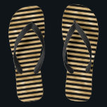 Black and Gold Girls Pair of Flip Flops<br><div class="desc">Black and Gold Striped Girls Flip Flops</div>