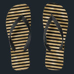Black and Gold Girls Pair of Flip Flops<br><div class="desc">Black and Gold Striped Girls Flip Flops</div>