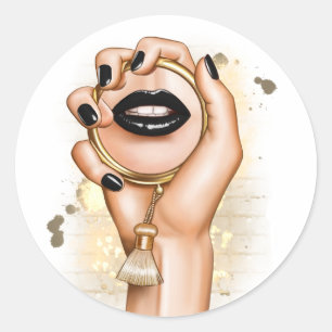 Black and Gold Glam Chic Classic Round Sticker